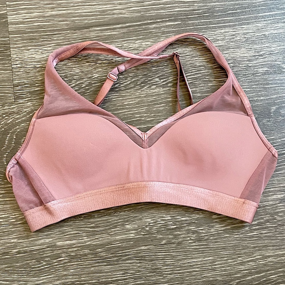 Victoria's Secret Sports Bra in Rose Brown with Mesh Detailing and Back Closure